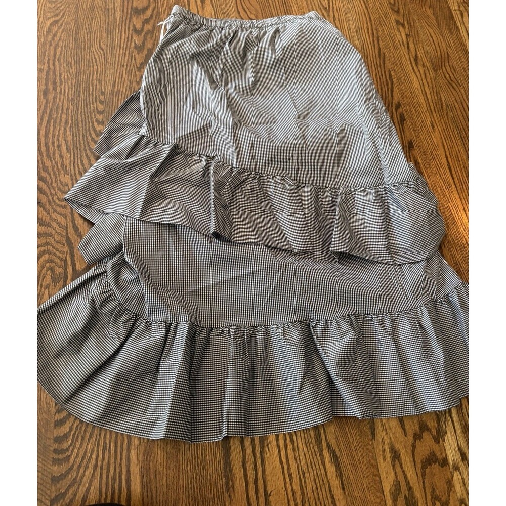 Chelsea28 Nordstrom New Black White Gingham Ruffle Tiered Skirt Midi Size Medium - Picture 10 of 10
